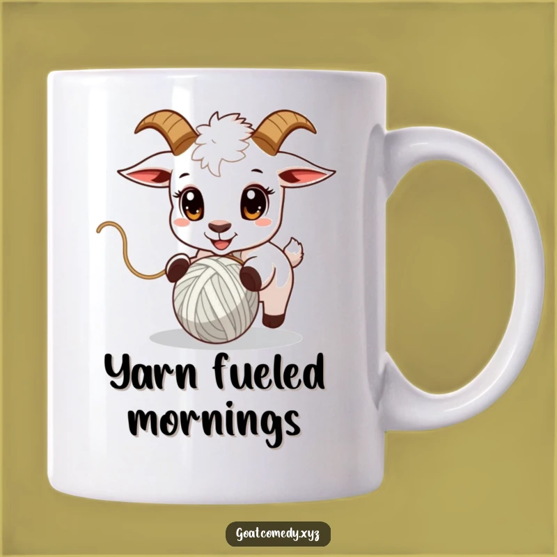 Funny Yarn Goat Mug: Adorable Wide-Eyed Chaos for a Perfect Gift