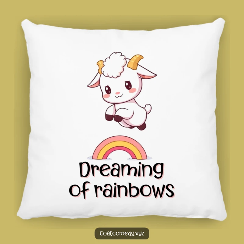 Funny Goat Rainbow Pillow: Cozy Whimsy with a Hilarious Kid Design