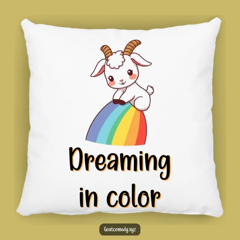Funny Goat Rainbow Slide Pillow: Snuggle with Fantasy, Comfy Magical Gift