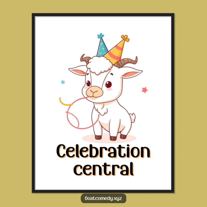 Funny Party Goat Digital Print: Instant Celebration Art for a Perfect Gift