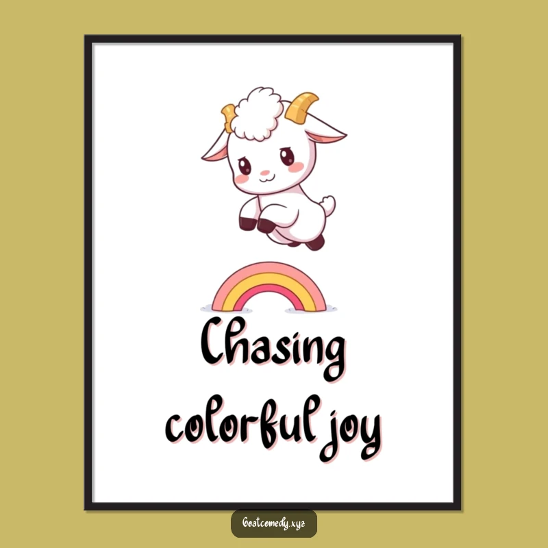 Funny Goat Rainbow Digital Print: Instant Whimsy for a Perfect Gift