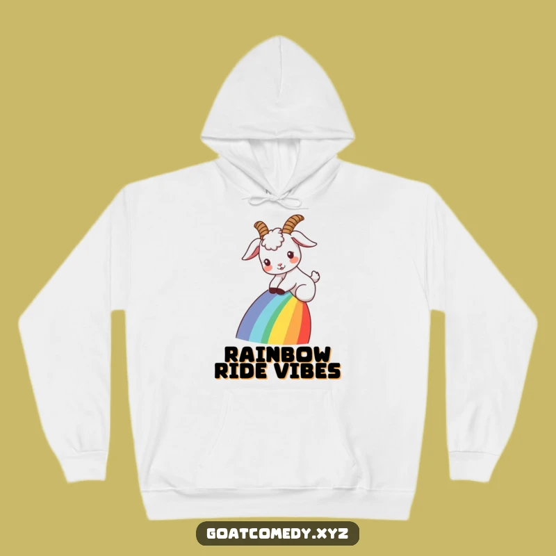 Funny Goat Rainbow Slide Hoodie: Cozy Up with Magical Dreams, Great Gift