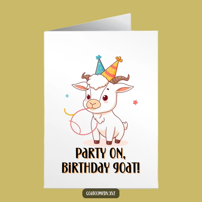 Free Printable Birthday Card: Party Goat - Funny Downloadable for a Hilarious Celebration