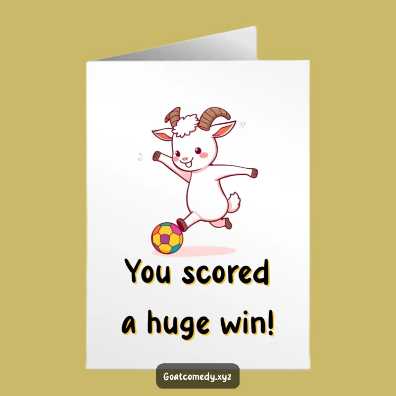 Free Printable Congrats Card: Goat Ball Kick Celebration - Downloadable Victory!