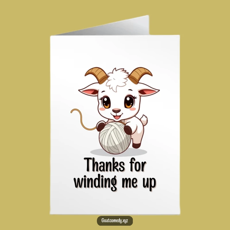 Free Printable Thank You Card: Goat & Yarn Ball - Funny Downloadable Gratitude