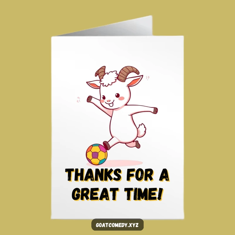 Free Printable Thank You Card: Goat Ball Kick Gratitude - Downloadable Thanks!