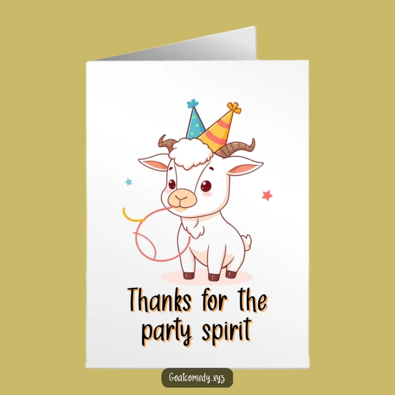 Free Printable Thank You Card: Party Goat - Funny Downloadable Gratitude Note