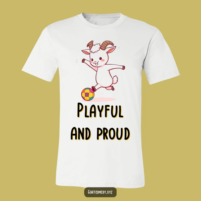 Funny Goat Kicking Ball T-Shirt: Wear Your Playful Spirit with this Hilarious Tee