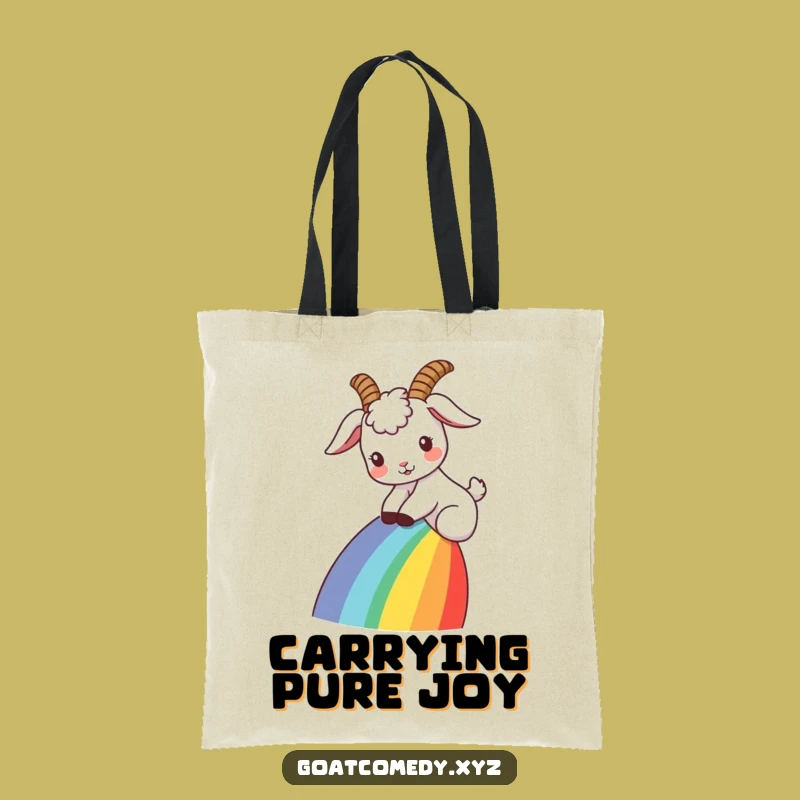 Funny Goat Rainbow Slide Tote Bag: Carry Your Dreams, Whimsical Gift