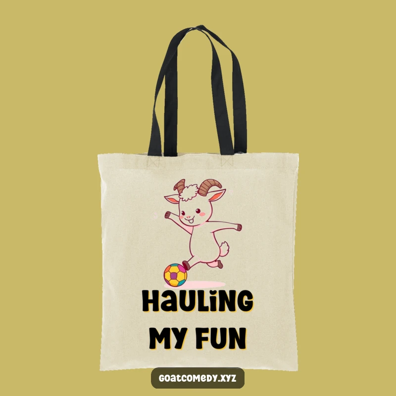 Funny Goat Kicking Ball Tote Bag: Carry Your Fun with this Hilarious Design